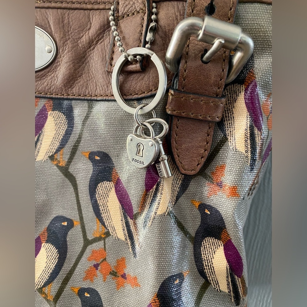 Vintage Fossil Key-Per Coated Canvas Shoulder Bag - image 4